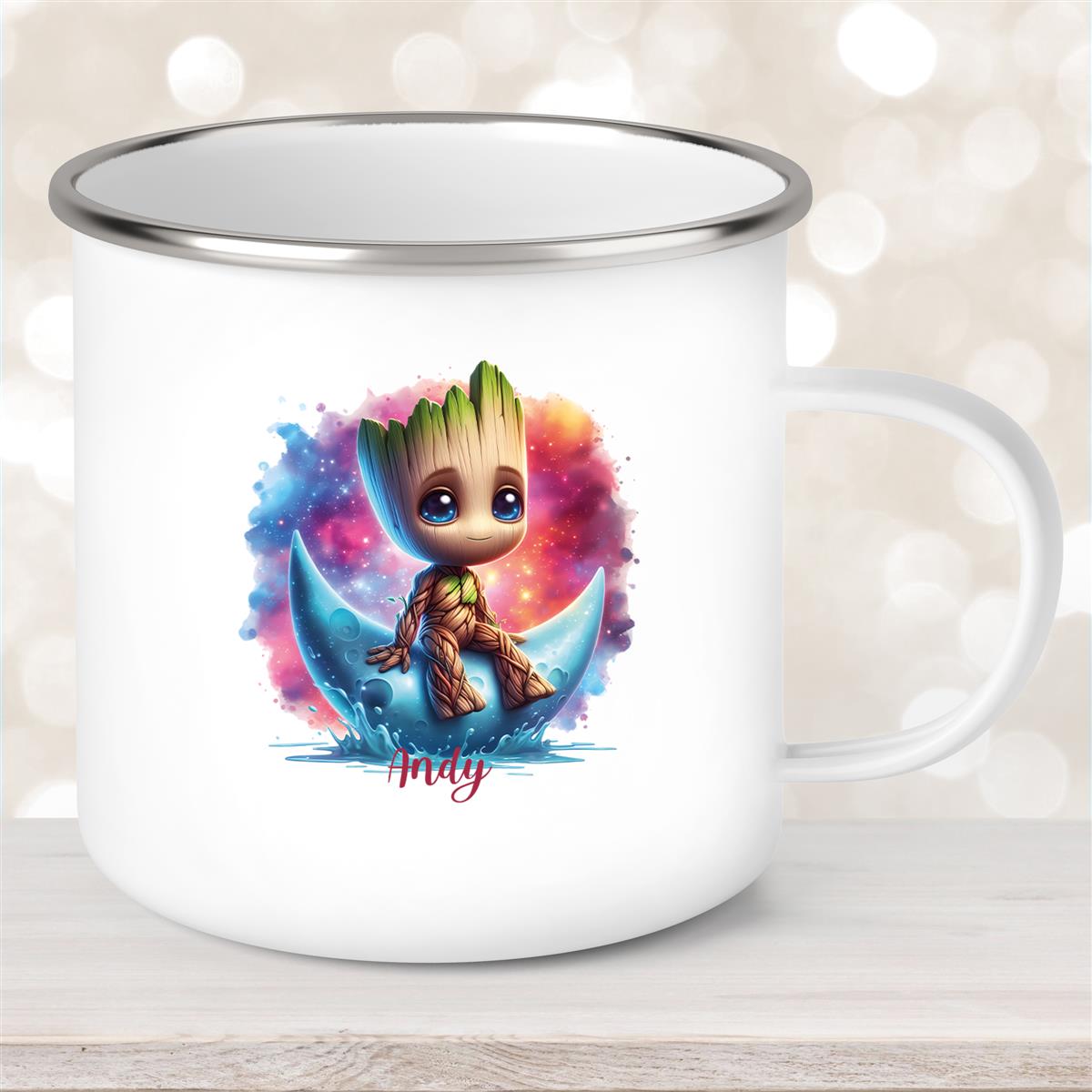 Tasse Wunschname Baby-Groot #7 Emaille Kinderbecher personalisiert