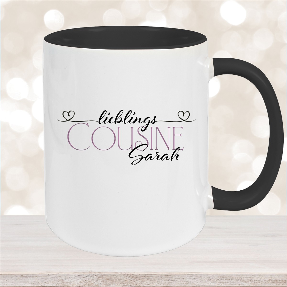 Tasse Wunschname Lieblings-Cousine #1 personalisiert Keramik Becher versch. Farben