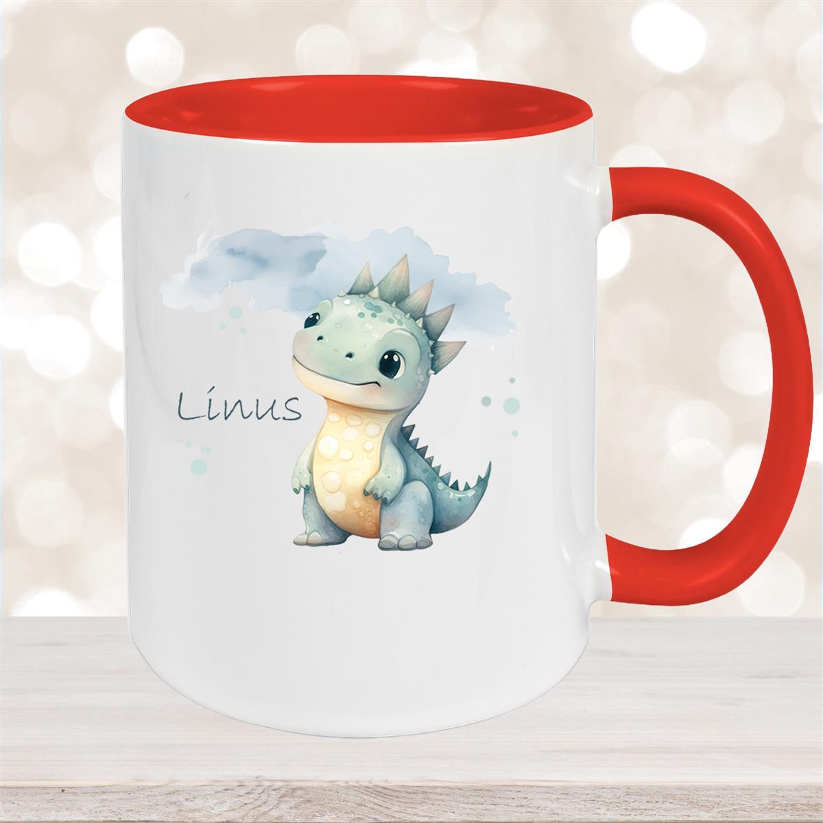 Tasse Dino #15 Wunschname Keramik Kinderbecher Personalisiert versch. Farben