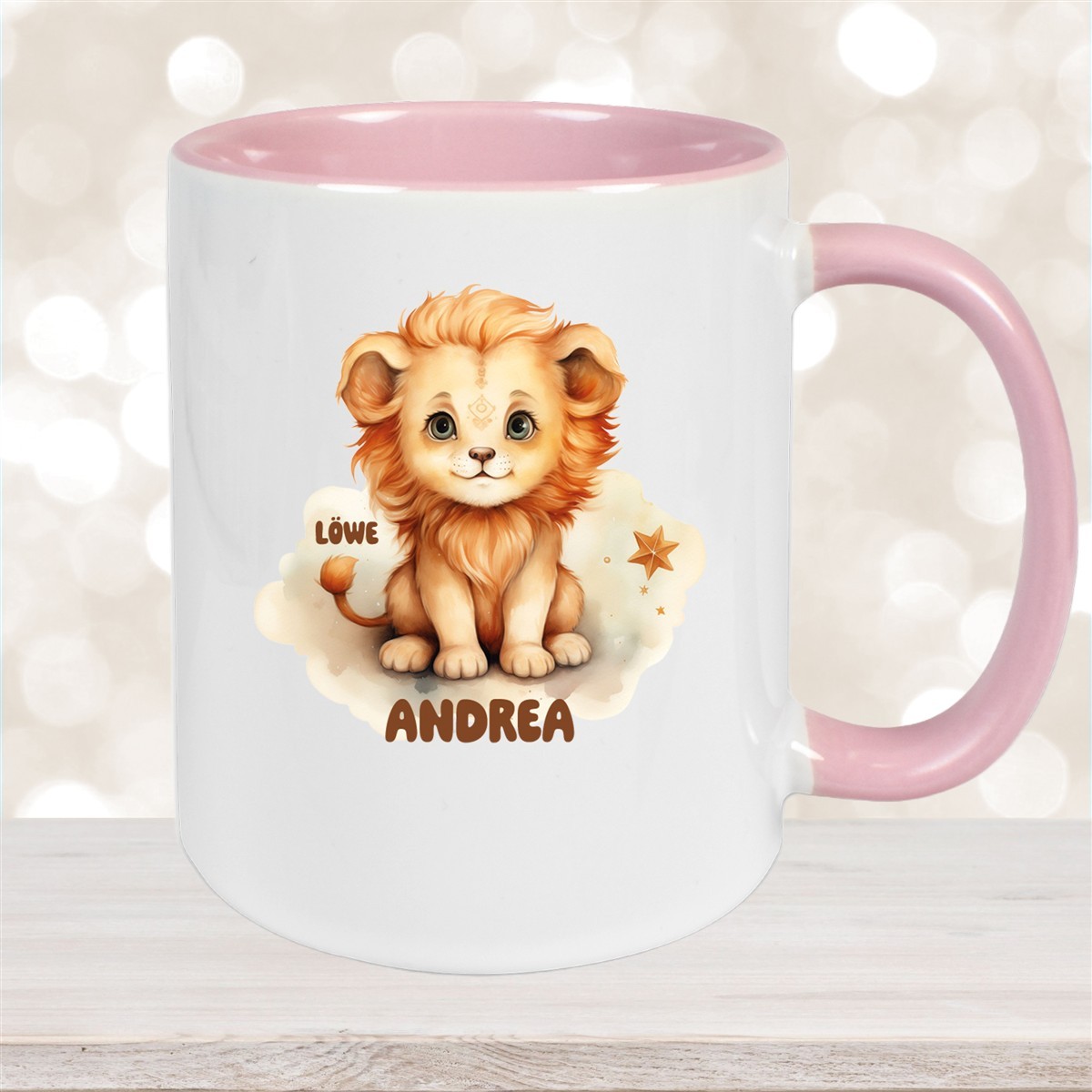 Tasse Sternzeichen Kinder Löwe #1 Wunschname Keramik Kinderbecher personalisiert versch. Farben