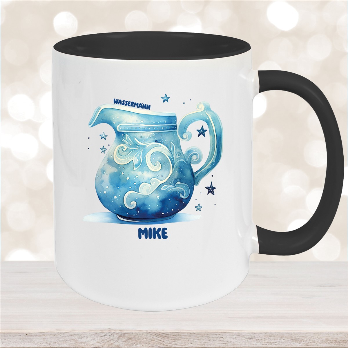 Tasse Sternzeichen Kinder Wassermann #1 Wunschname Keramik Kinderbecher personalisiert versch. Farben