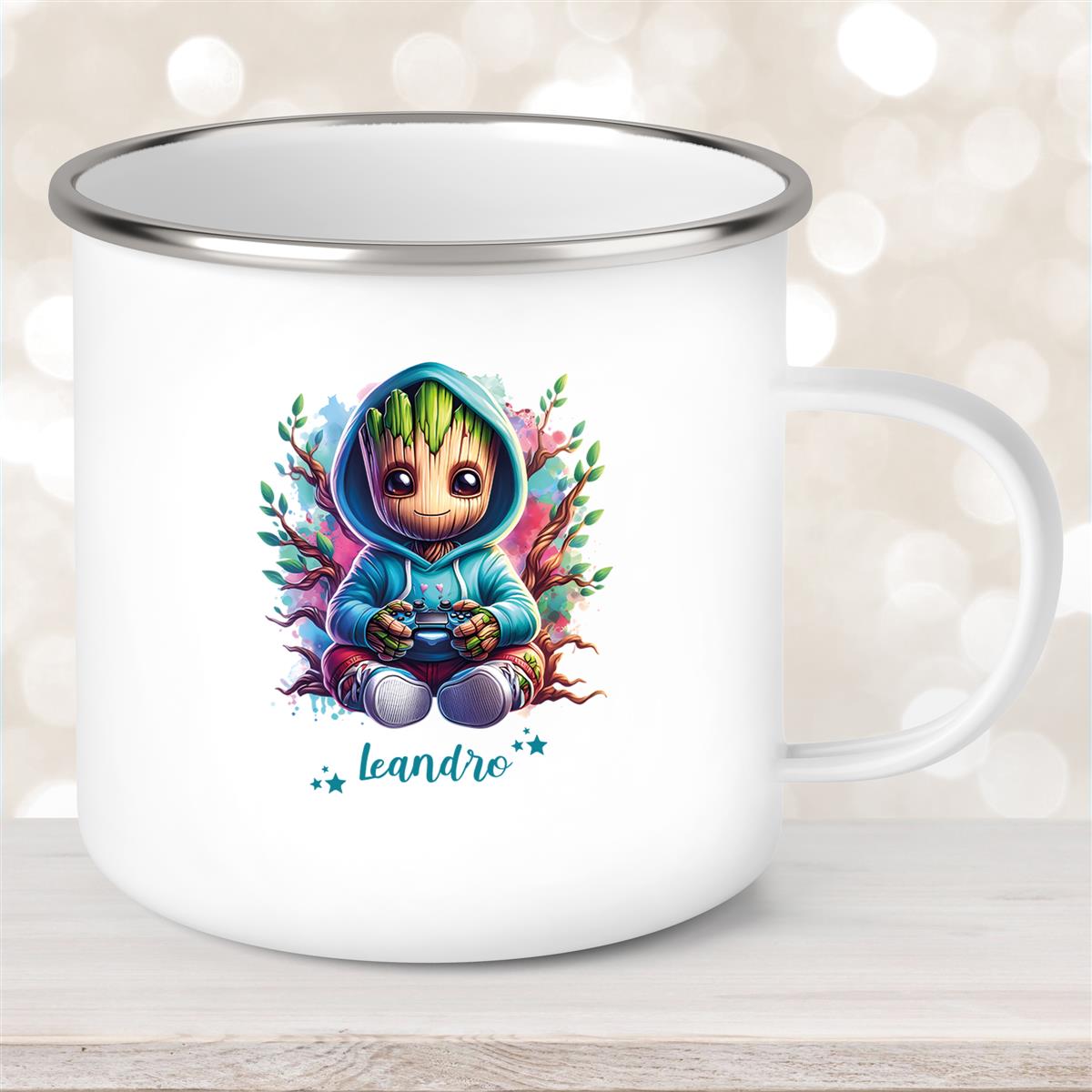 Tasse Wunschname Baby-Groot #6 Emaille Kinderbecher personalisiert