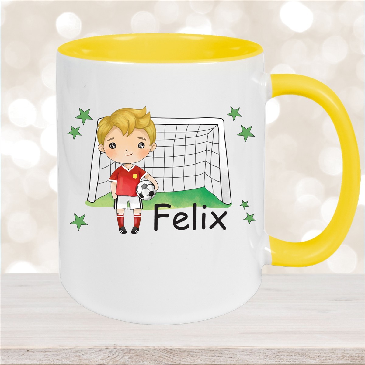 Tasse Fußball #1 Wunschname Keramik Kinderbecher personalisiert versch. Farben