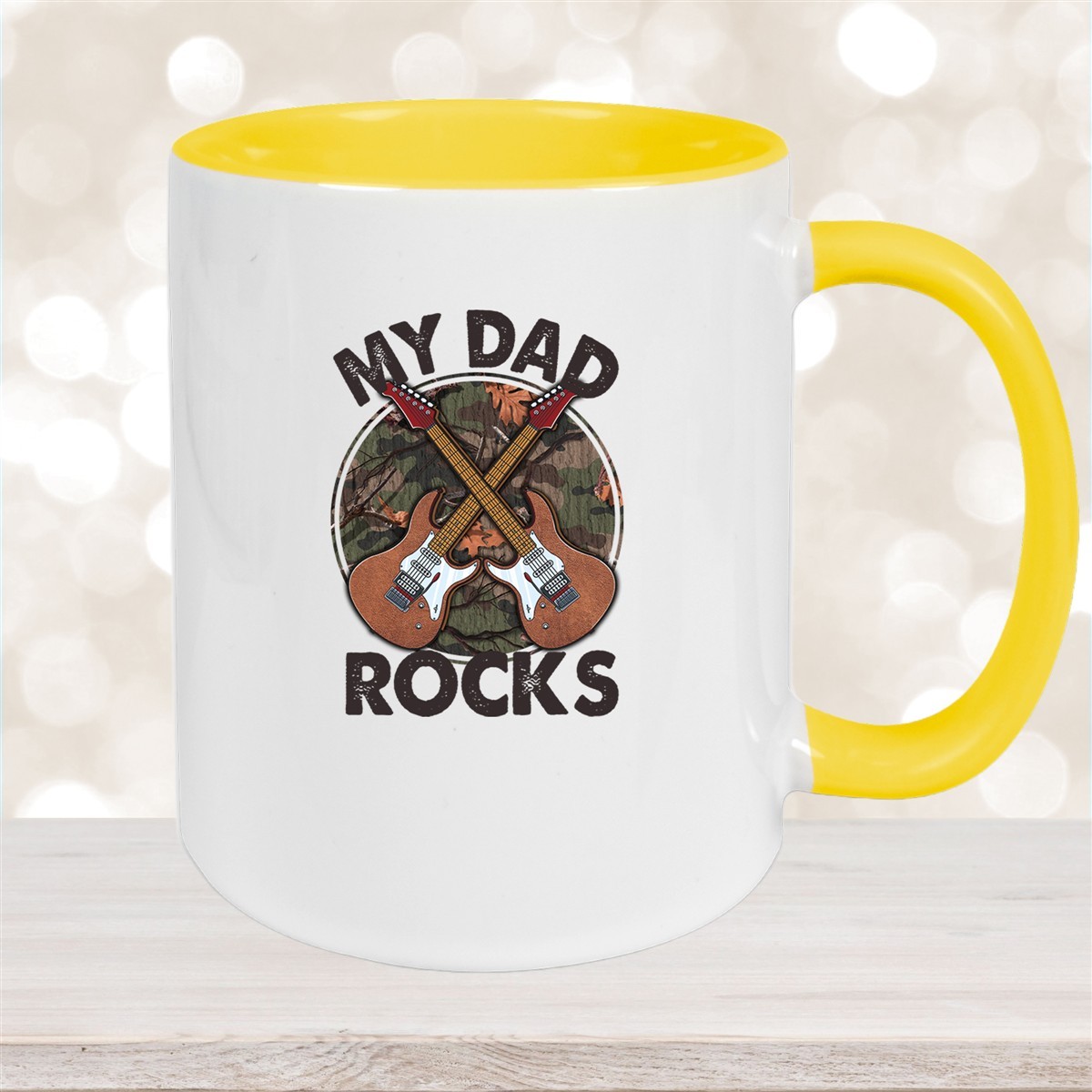 Tasse Vatertag #3 "MY DAD ROCKS"  Wunschnamen Keramik Personalisiert versch. Farben