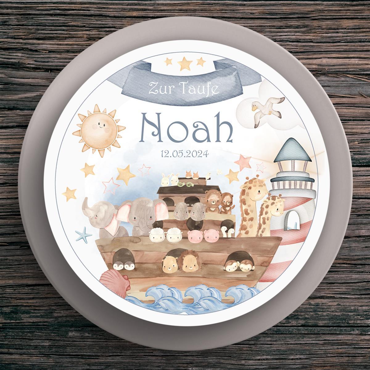 Tortenaufleger Taufe Arche-Noah  #1 Name & Datum (20cm)