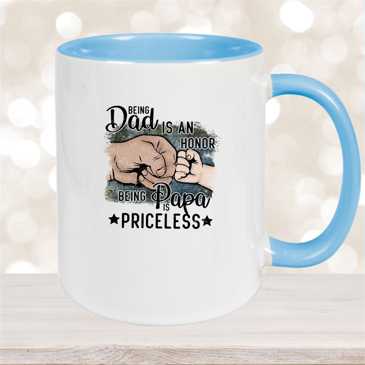 Tasse Vatertag #4 "Being Papa is Priceless" Wunschnamen Keramik Personalisiert versch. Farben