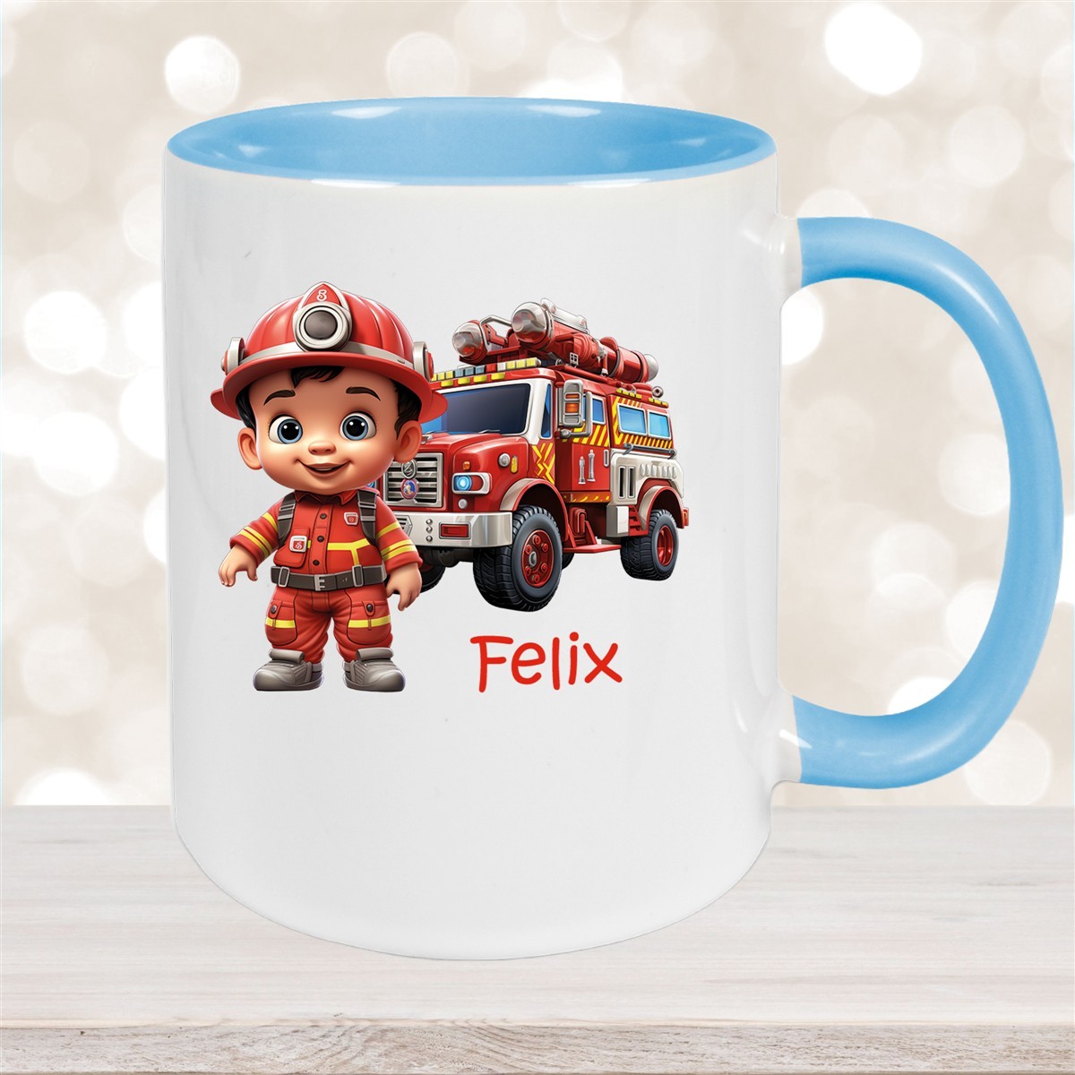 Tasse Wunschname Feuerwehr #4 Keramik Kinderbecher versch. Farben
