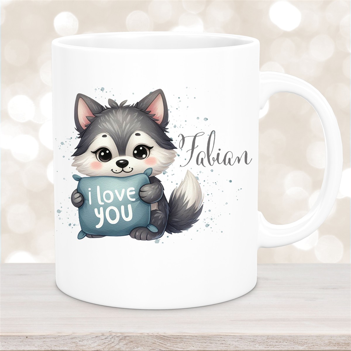 Tasse Liebe - Fuchs Valentinstag Wunschnamen Keramik personalisiert versch. Farben