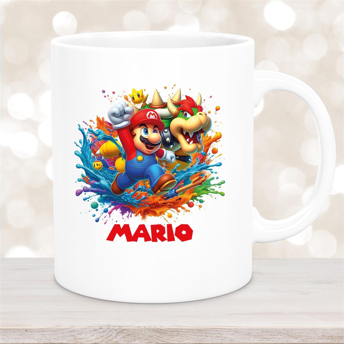 Tasse Wunschname Super-Mario #5 Keramik Kinderbecher personalisiert versch. Farben