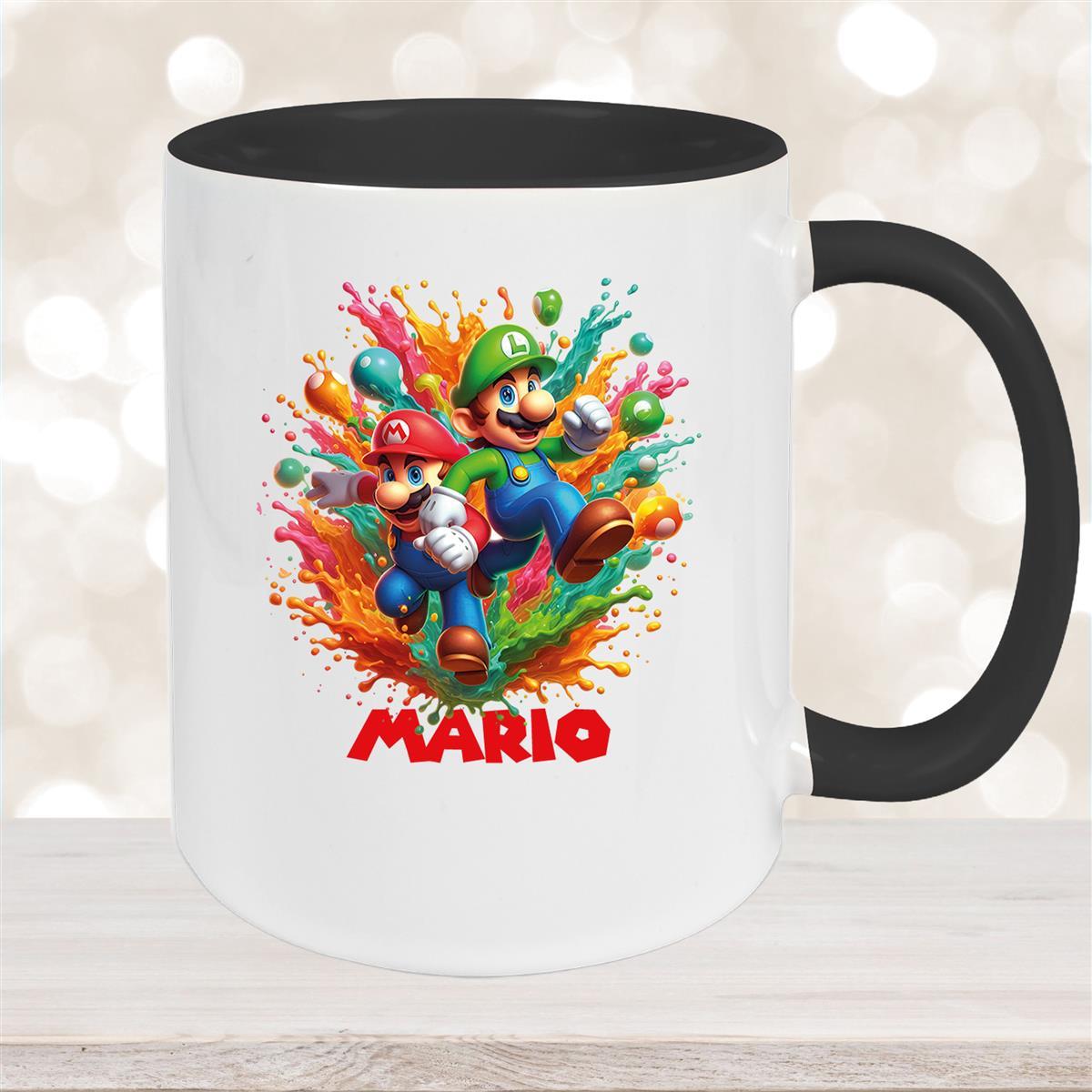 Tasse Wunschname Super-Mario #4 Keramik Kinderbecher personalisiert versch. Farben