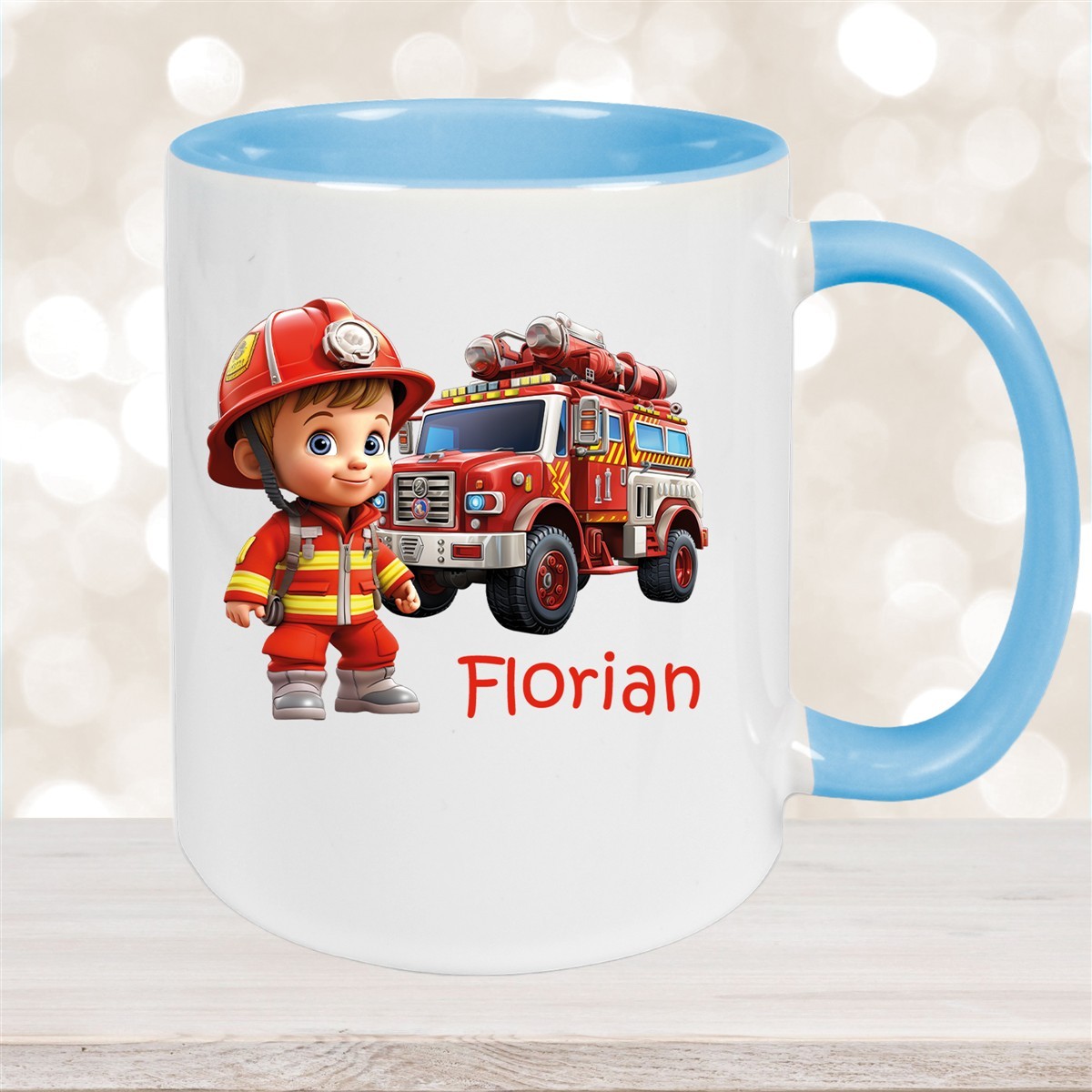 Tasse Wunschname Feuerwehr #2 Keramik Kinderbecher versch. Farben