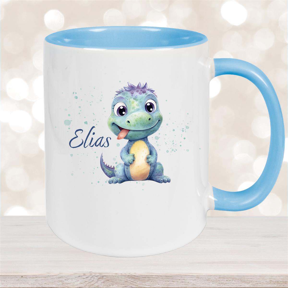 Tasse Dino #13 Wunschname Keramik Kinderbecher Personalisiert versch. Farben