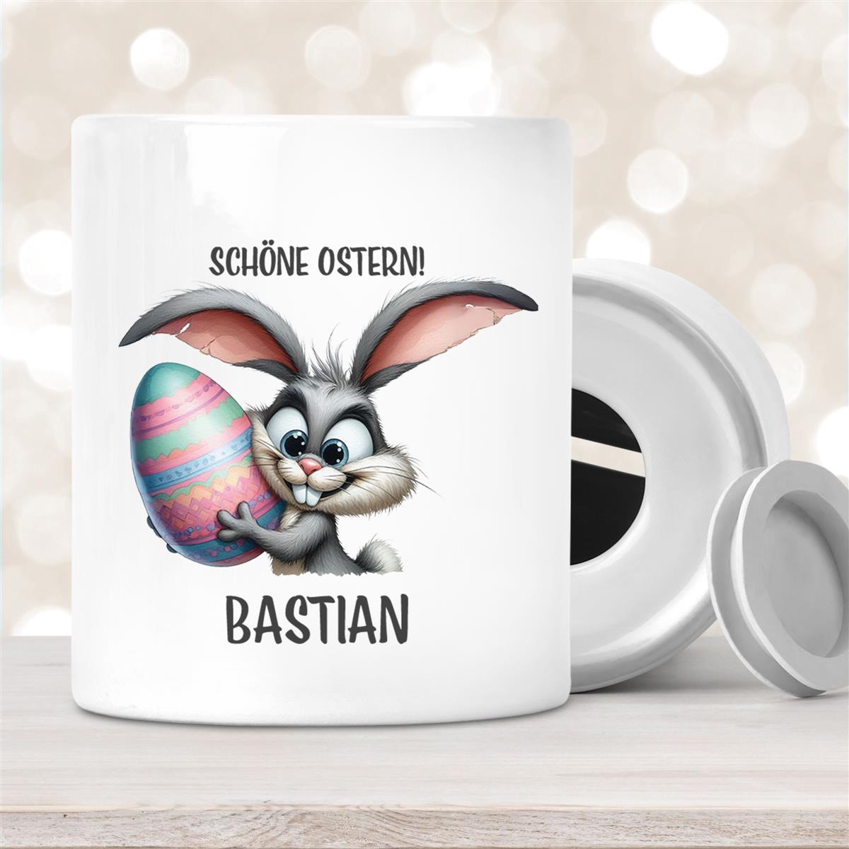 Spardose Ostern - Hase #5 mit Wunschname personalisiert