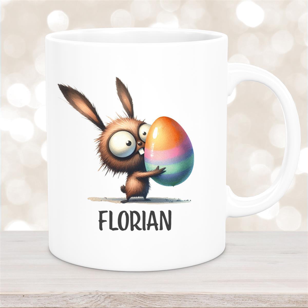 Tasse Ostern - Hase #6 Wunschnamen personalisiert Keramik Weiß