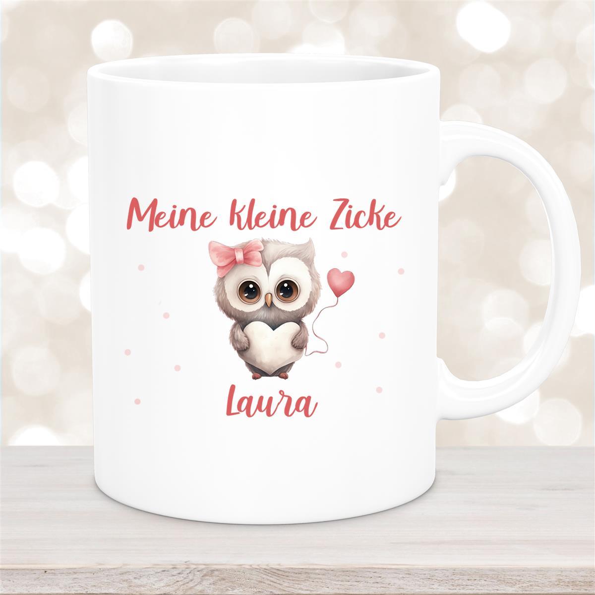Tasse Liebe - Eule Valentinstag Wunschnamen Keramik personalisiert Weiß