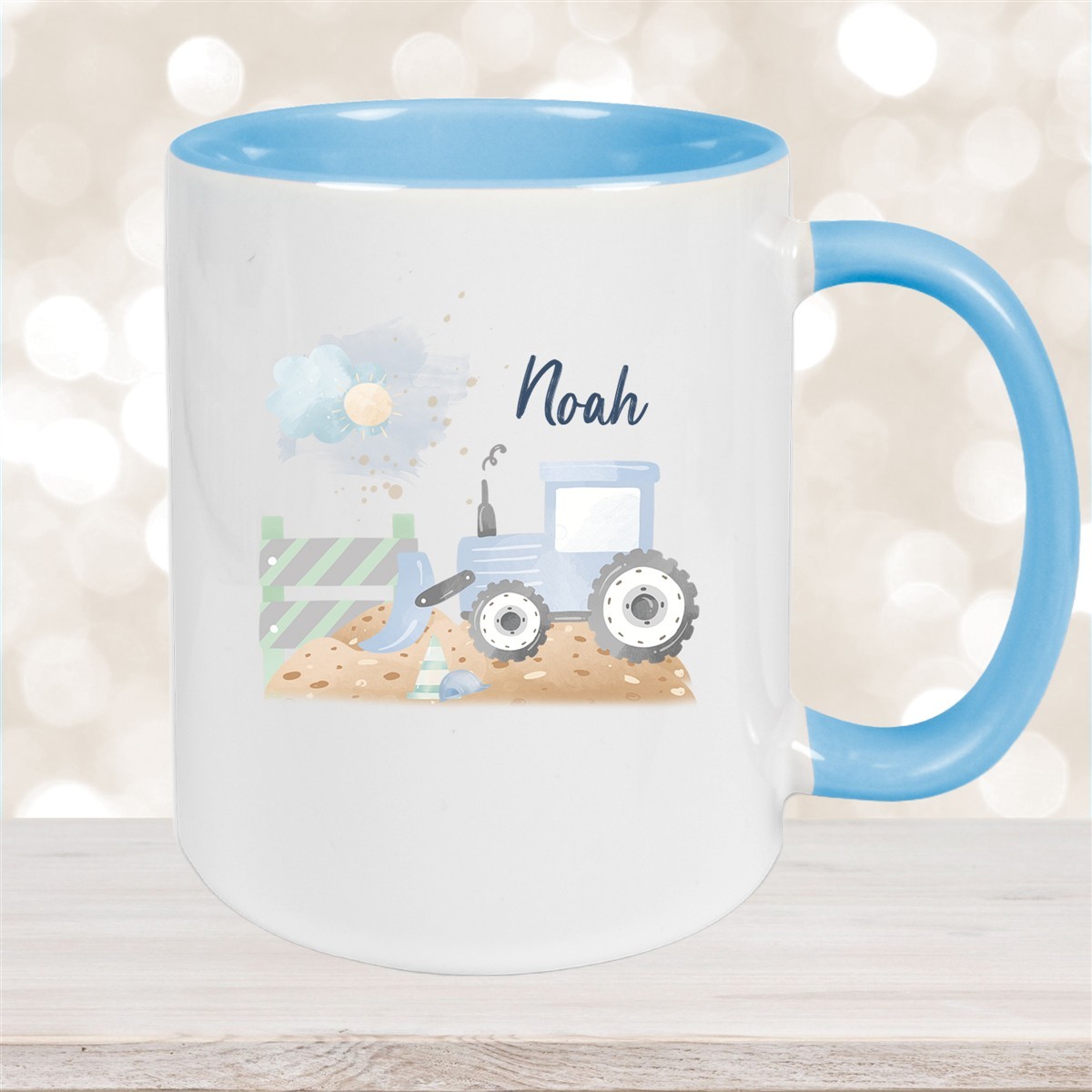 Tasse Wunschname Baustelle Traktor #1 Keramik Kinderbecher versch. Farben