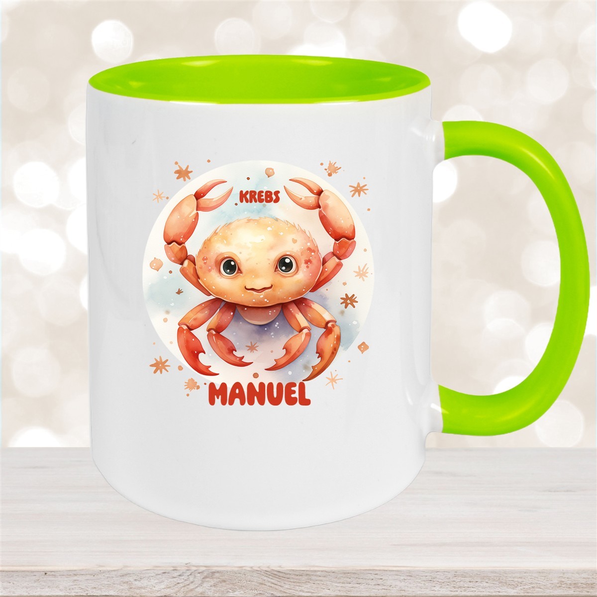 Tasse Sternzeichen Kinder Krebs #1 Wunschname Keramik Kinderbecher personalisiert versch. Farben