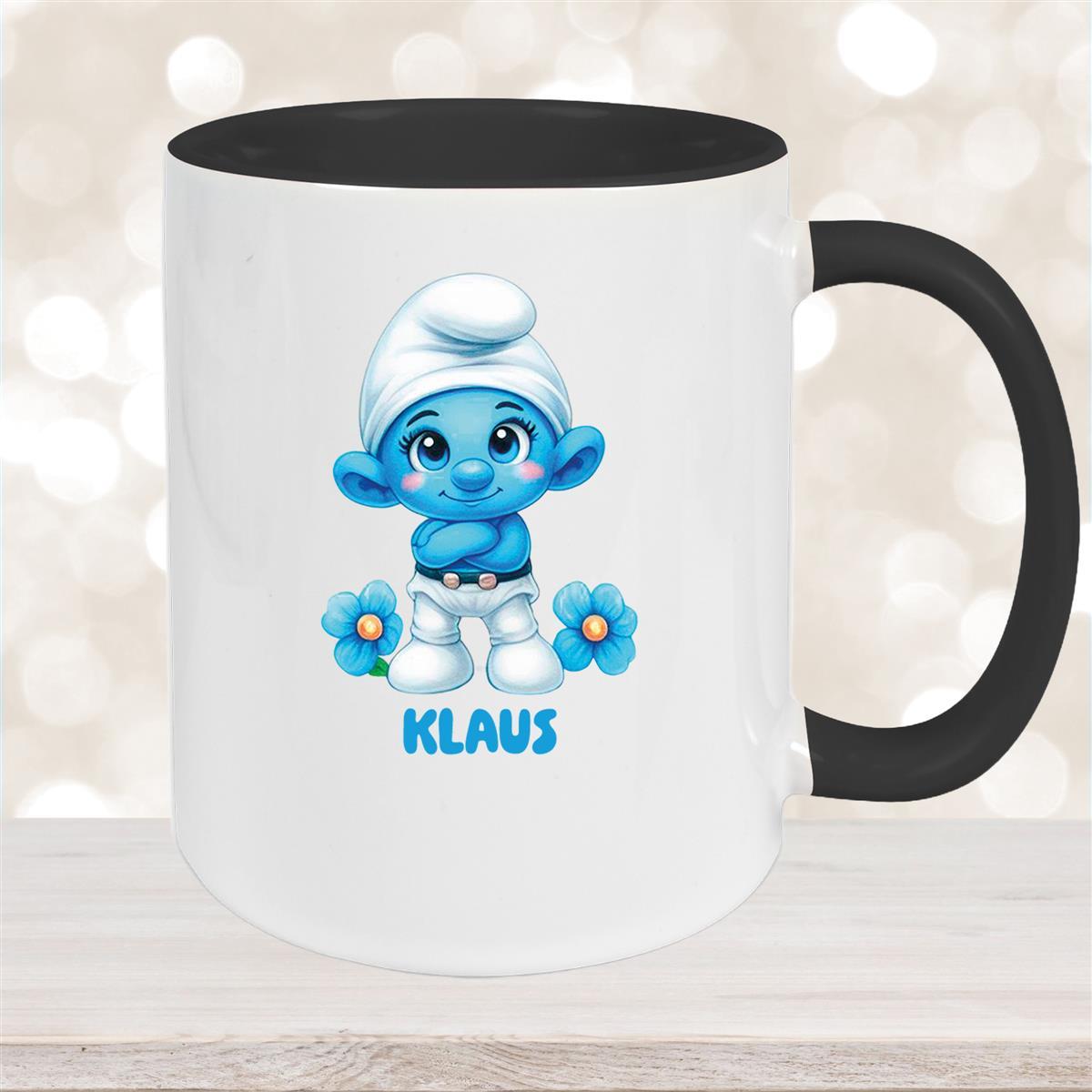 Tasse Kinder Schlumpf #3 Wunschname Keramik Kinderbecher personalisiert versch. Farben