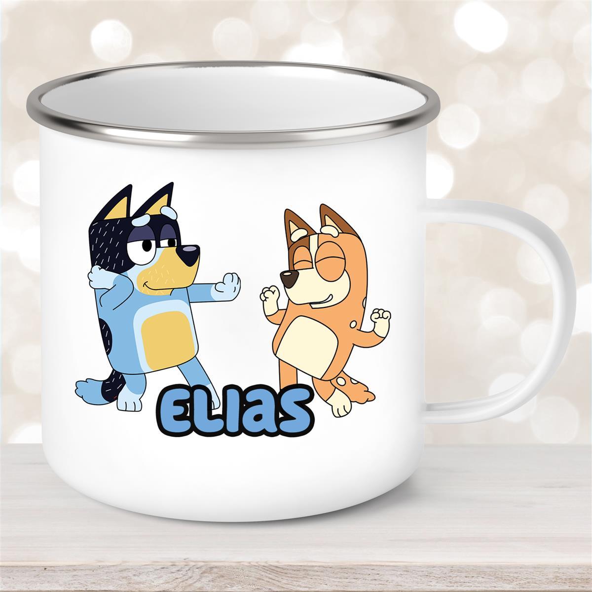 Tasse Bluey #1 Wunschname Emaille Kinderbecher personalisiert
