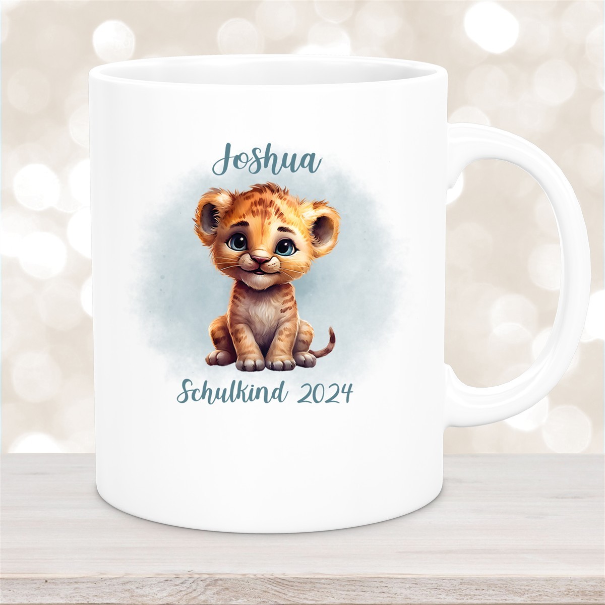 Tasse Schulkind #07 Wunschname Tiger #1 Keramik Kinderbecher Personalisiert versch. Farben