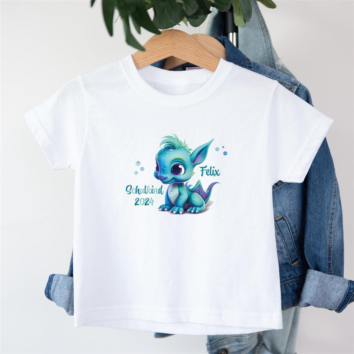 T-Shirt Schulkind-Drache #1 Personalisiert mit Namen Kinder 164 (13-14 Jahre)