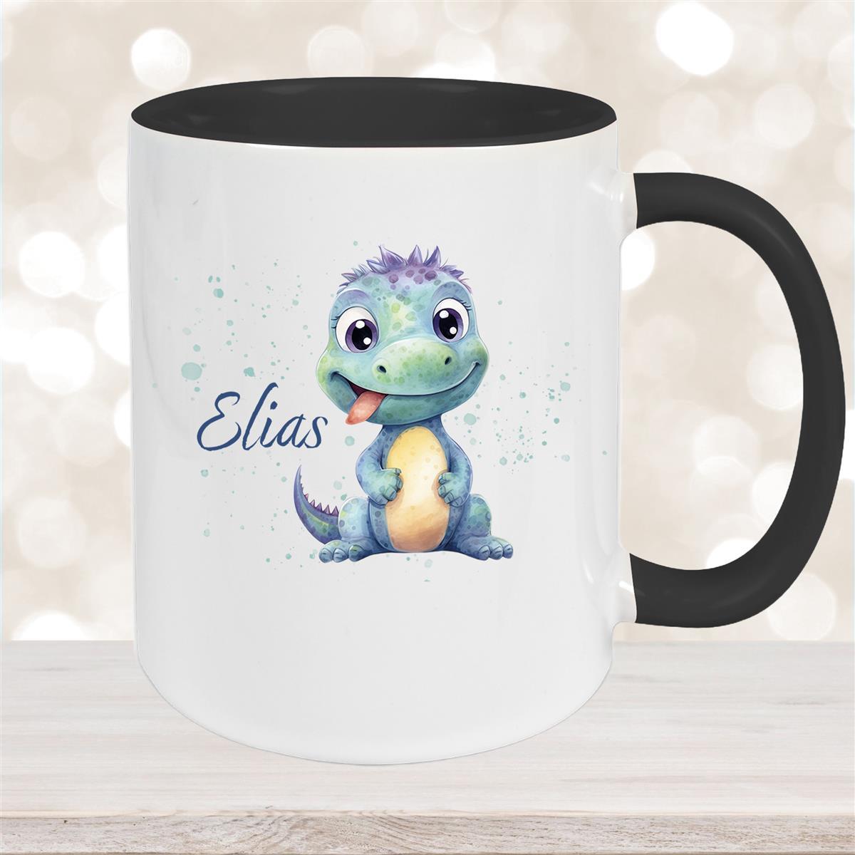 Tasse Dino #13 Wunschname Keramik Kinderbecher Personalisiert versch. Farben
