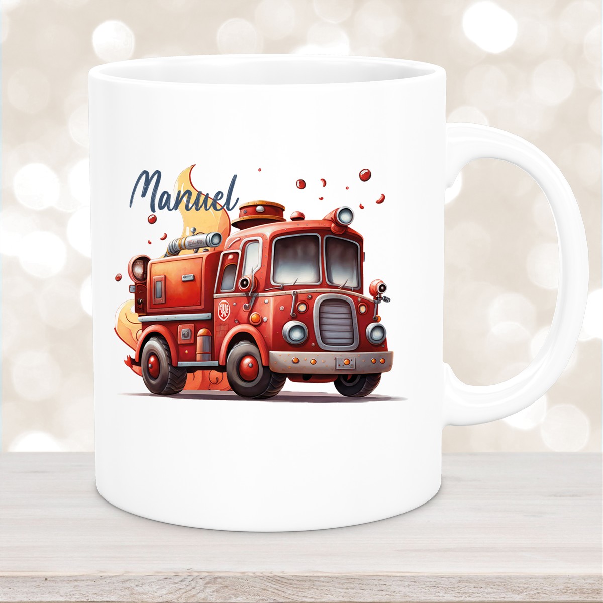 Tasse Wunschname Feuerwehr #1 Keramik Kinderbecher versch. Farben