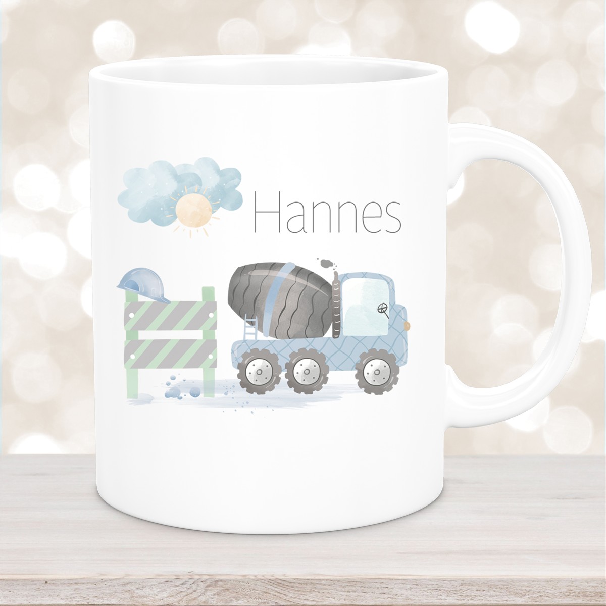 Tasse Wunschname Baustelle Betonmischer #1 Keramik Kinderbecher versch. Farben
