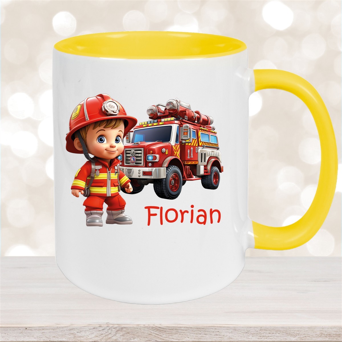 Tasse Wunschname Feuerwehr #2 Keramik Kinderbecher versch. Farben