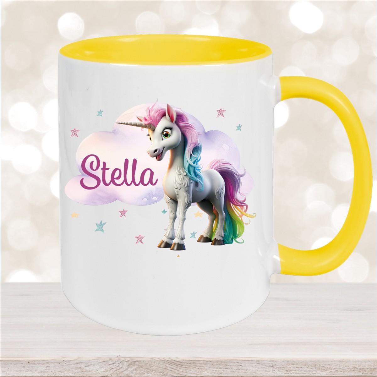 Tasse Einhorn Wolke #4 Wunschname Keramik Kinderbecher personalisiert versch. Farben