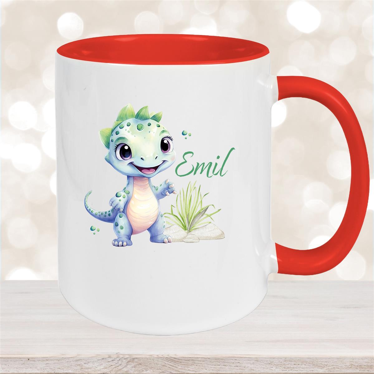 Tasse Dino #14 Wunschname Keramik Kinderbecher Personalisiert versch. Farben