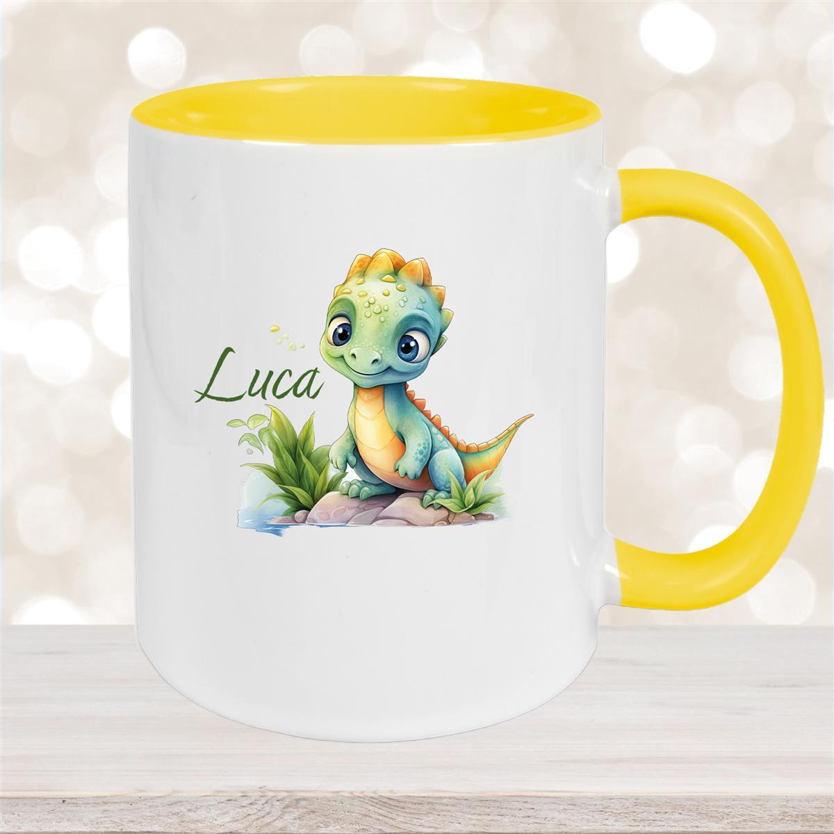 Tasse Dino #11 Wunschname Keramik Kinderbecher Personalisiert versch. Farben