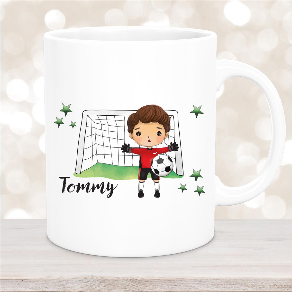 Tasse Fußball #3 Wunschname Keramik Kinderbecher personalisiert Weiß