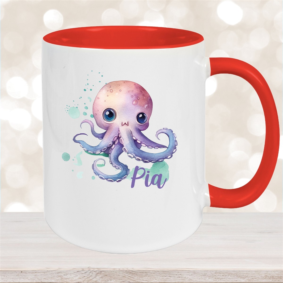 Tasse Wunschname Meerestiere-Oktopus #1 Keramik Kinderbecher versch. Farben