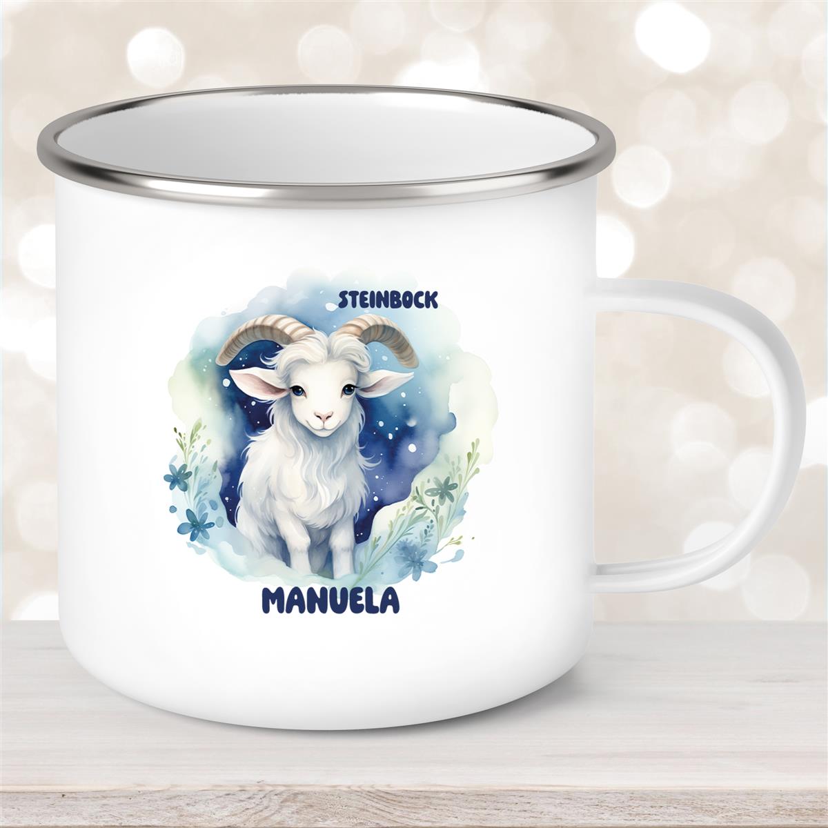 Tasse Sternzeichen Kinder Steinbock #1 Wunschname Emaille Kinderbecher personalisiert