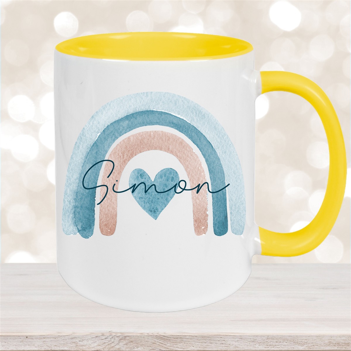 Tasse Wunschname Regenbogen #6 Keramik Kinderbecher versch. Farben