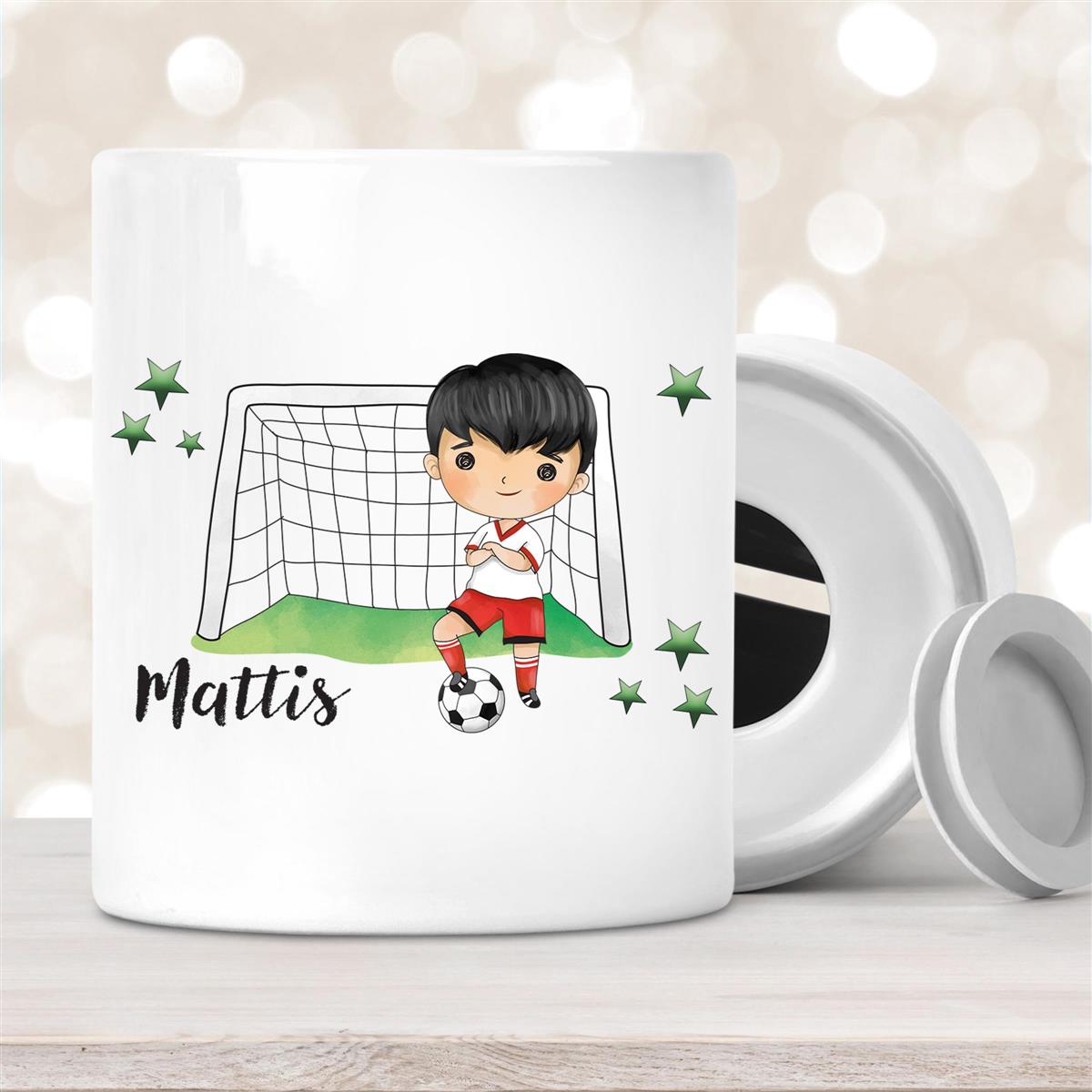 Spardose mit Wunschname Fußball #2 personalisiert
