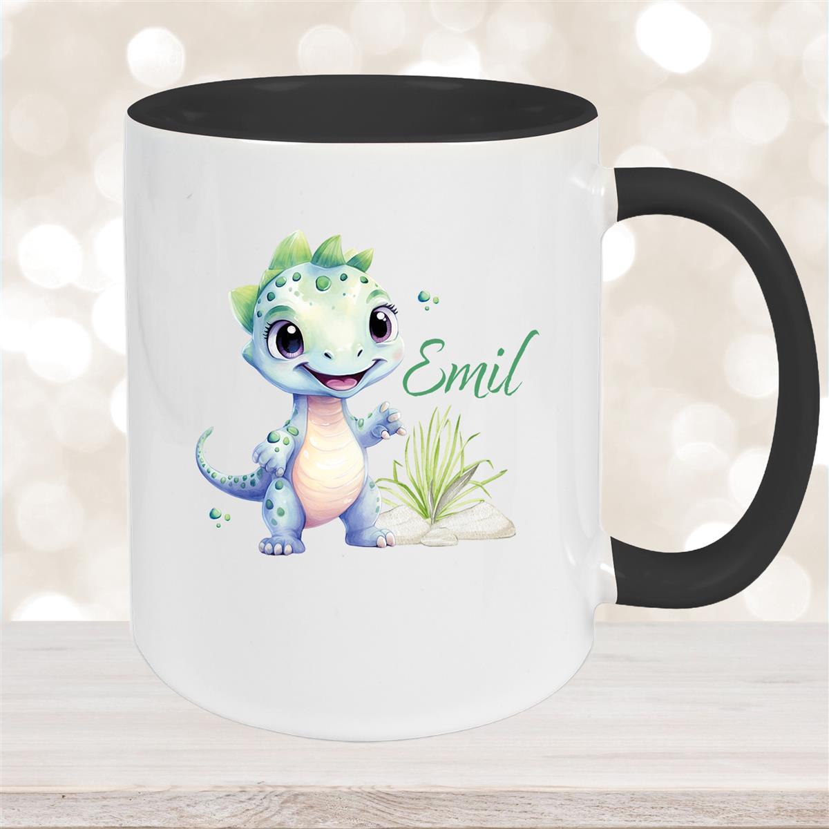 Tasse Dino #14 Wunschname Keramik Kinderbecher Personalisiert versch. Farben