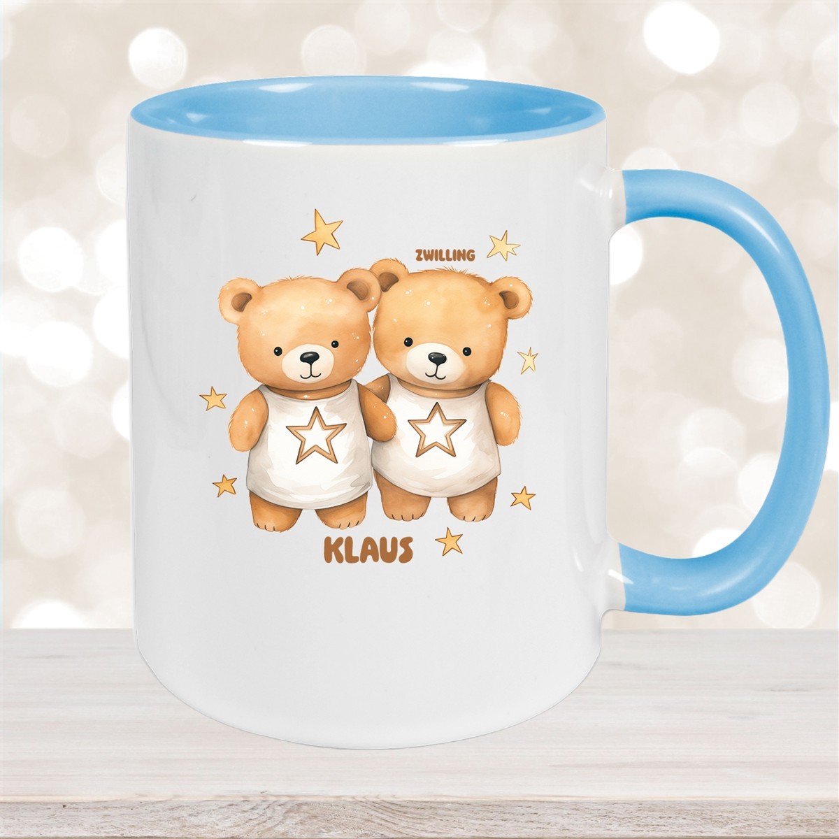 Tasse Sternzeichen Kinder Zwilling #1 Wunschname Keramik Kinderbecher personalisiert versch. Farben