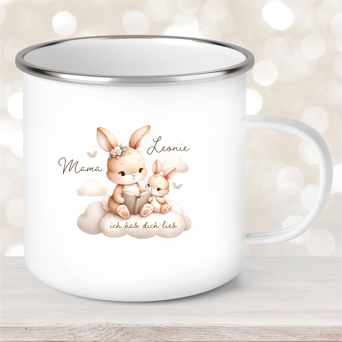 Tasse Muttertag #6 Wunschnamen Emaille Personalisiert