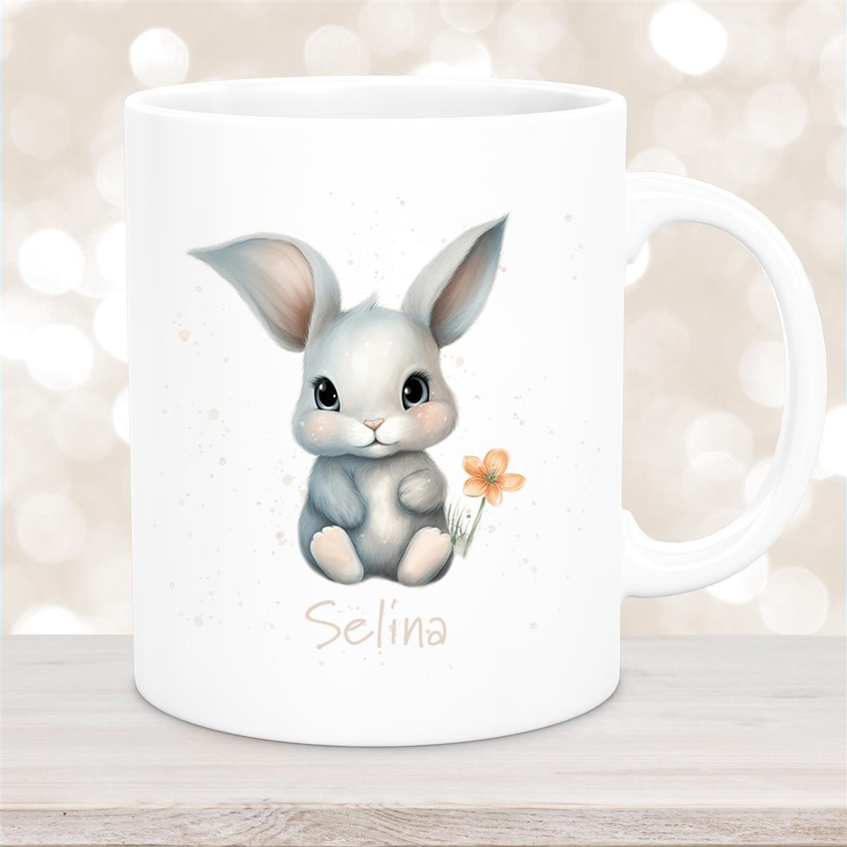 Tasse Ostern - Hase #2 Wunschnamen personalisiert Keramik Weiß