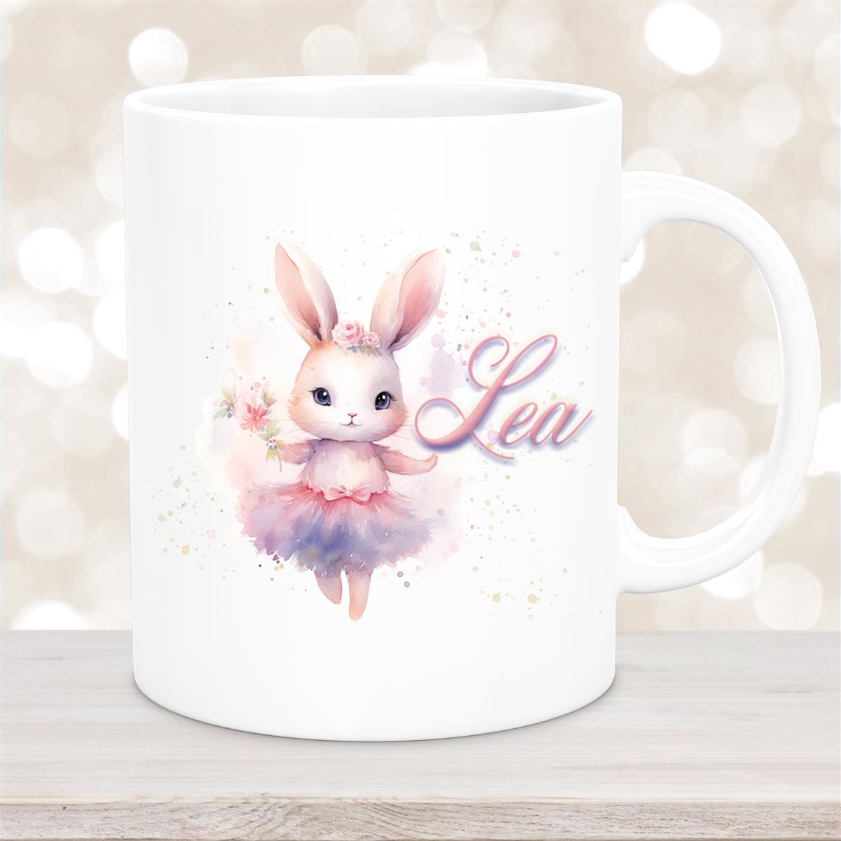 Tasse Ballerina #4 Wunschname Keramik Kinderbecher personalisiert Weiß