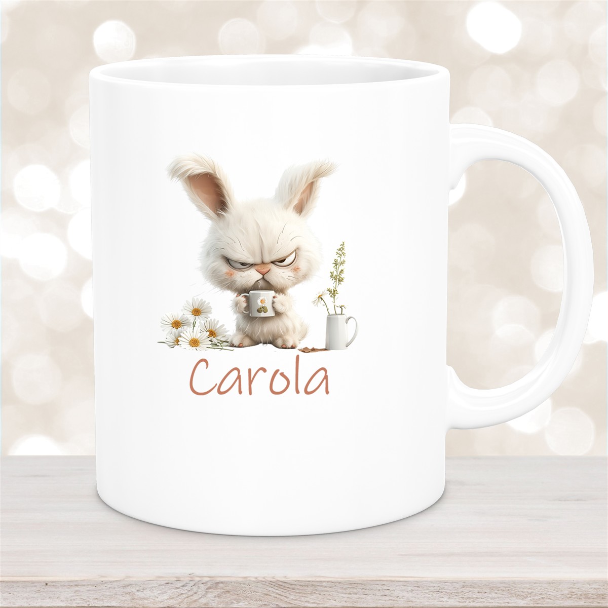 Tasse Ostern Grumpy-Bunny #1 Wunschnamen Keramik personalisiert versch. Farben