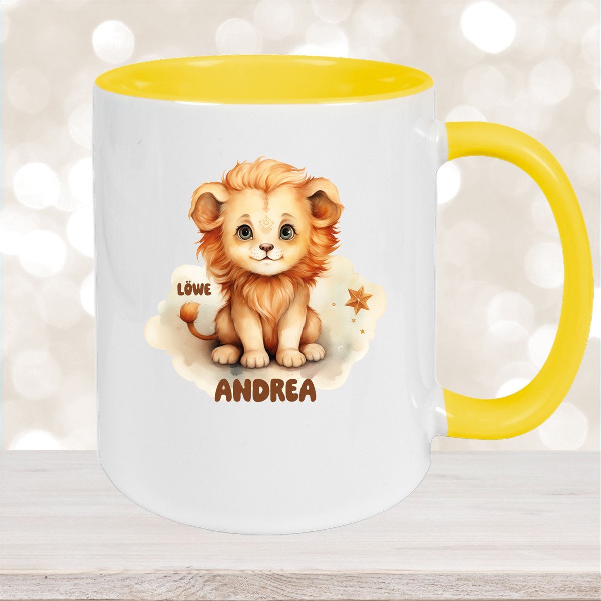 Tasse Sternzeichen Kinder Löwe #1 Wunschname Keramik Kinderbecher personalisiert versch. Farben