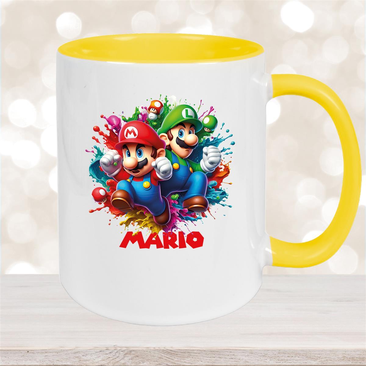 Tasse Wunschname Super-Mario #3 Keramik Kinderbecher personalisiert versch. Farben
