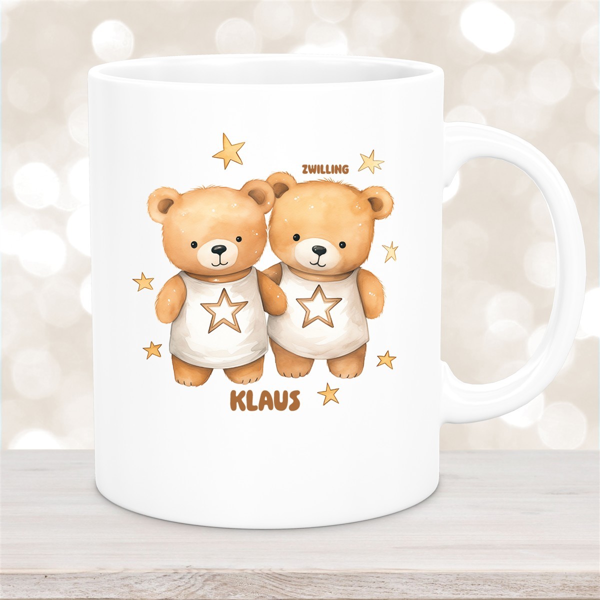 Tasse Sternzeichen Kinder Zwilling #1 Wunschname Keramik Kinderbecher personalisiert versch. Farben