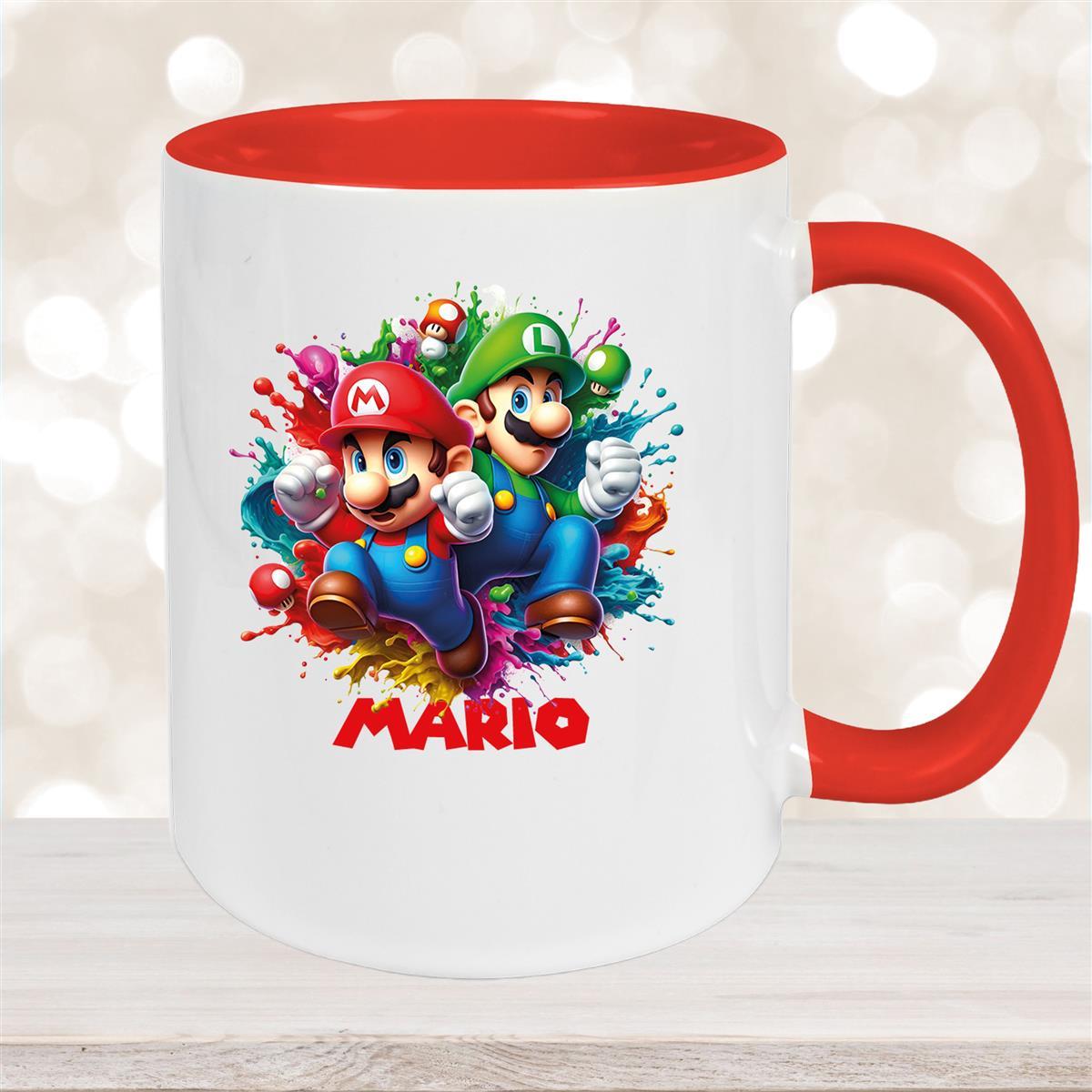 Tasse Wunschname Super-Mario #3 Keramik Kinderbecher personalisiert versch. Farben
