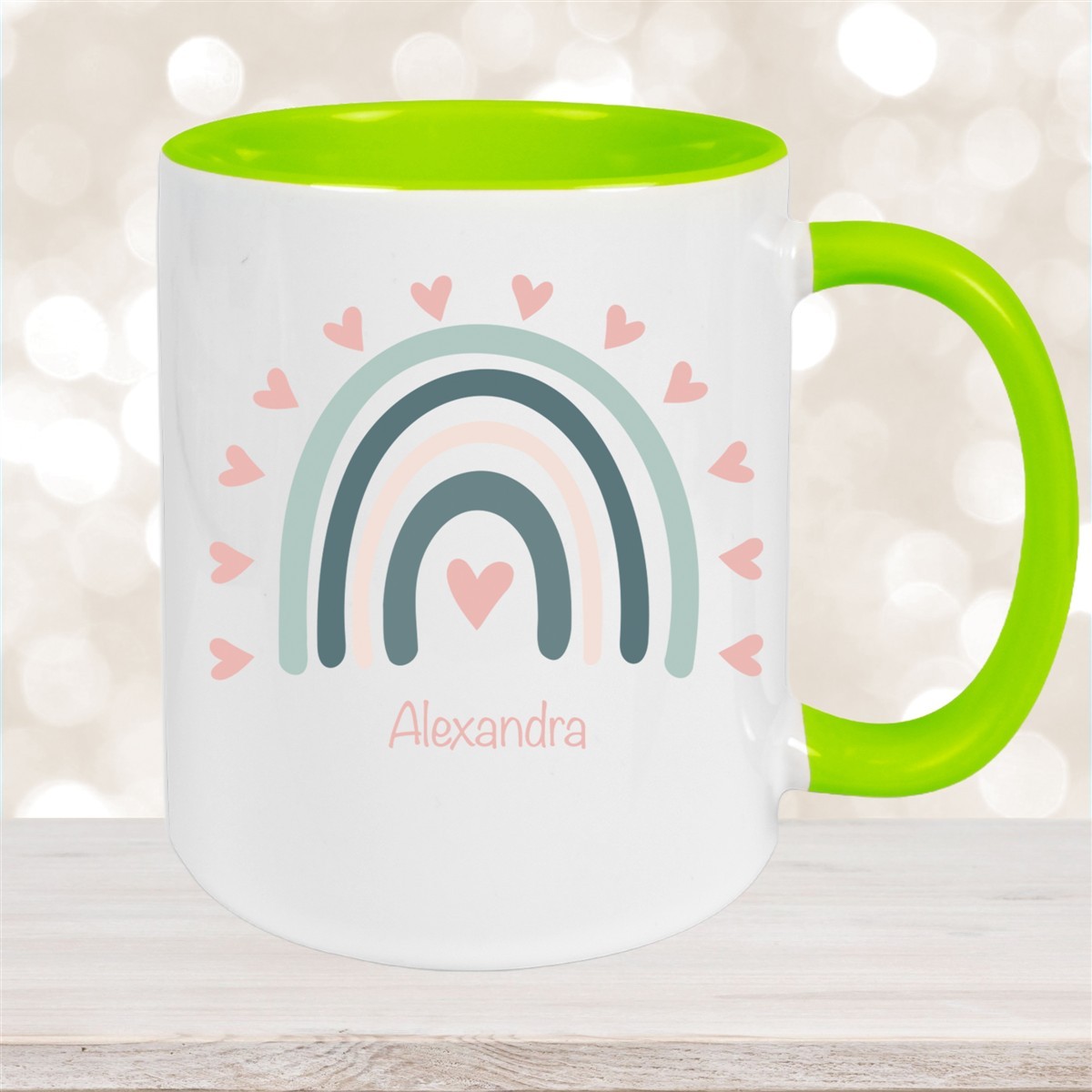 Tasse Wunschname Regenbogen #4 Keramik Kinderbecher versch. Farben