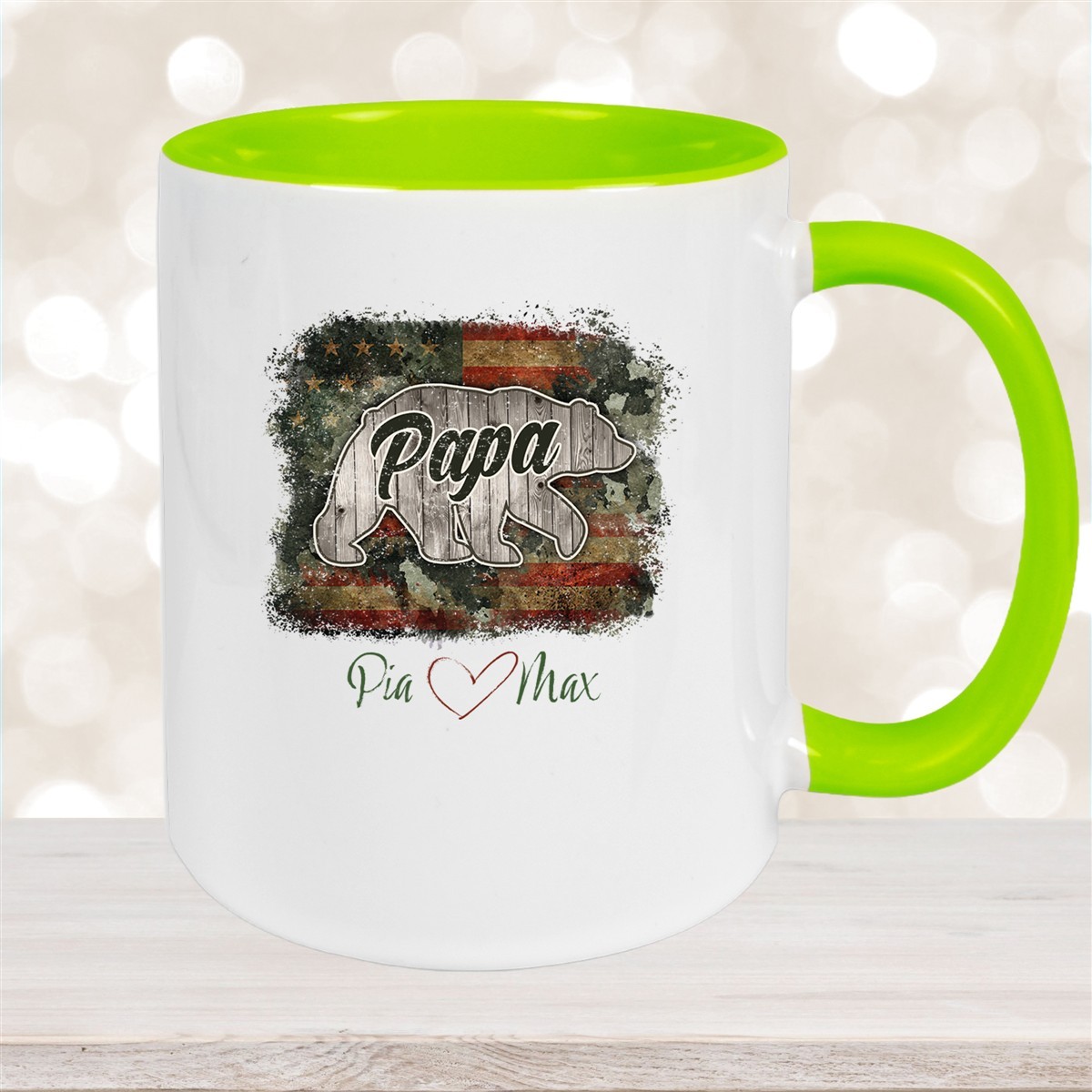Tasse Vatertag #7 Papa "Bär" Wunschnamen Keramik Personalisiert versch. Farben