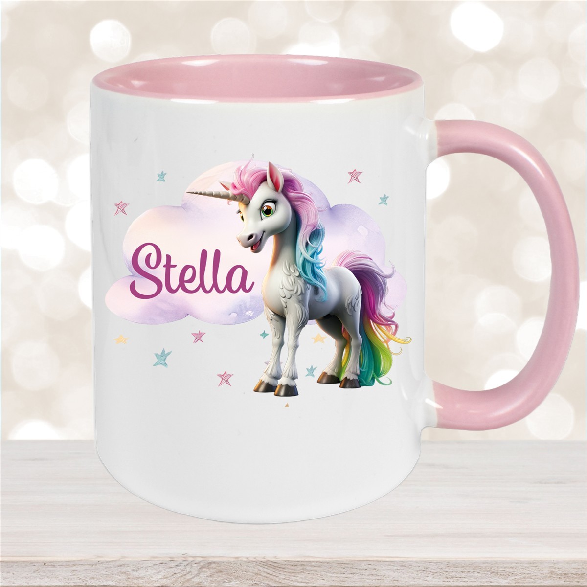 Tasse Einhorn Wolke #4 Wunschname Keramik Kinderbecher personalisiert versch. Farben